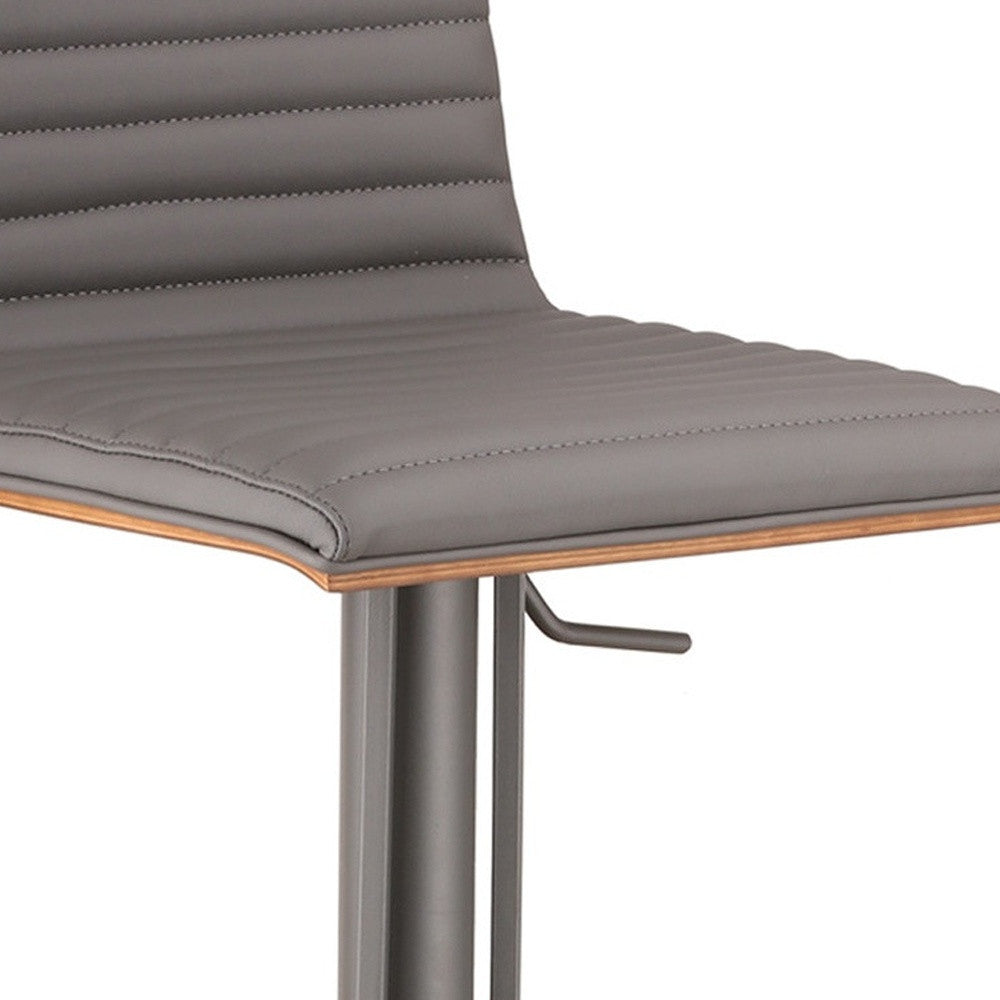 HomeRoots 22" Iron Swivel Low Back Adjustable Height Bar Chair in Gray Finish