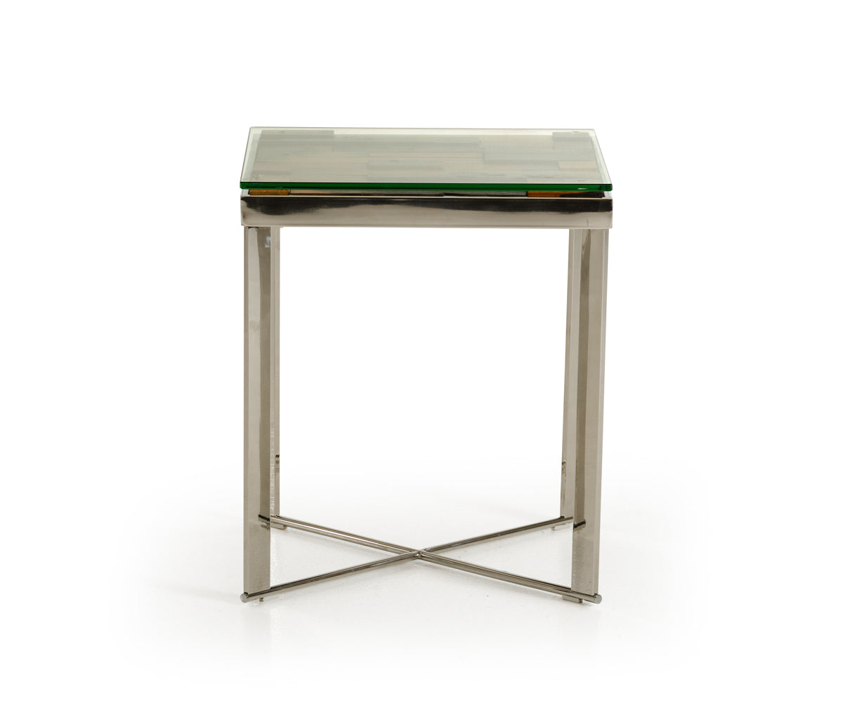 HomeRoots 22" Mosaic Wood Steel and Glass End Table