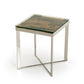 HomeRoots 22" Mosaic Wood Steel and Glass End Table