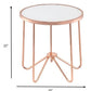 HomeRoots 22" Rose Gold And Clear Glass Round End Table
