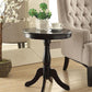 HomeRoots 22" Round Pedestal Wooden Side Table in Matte Black Finish