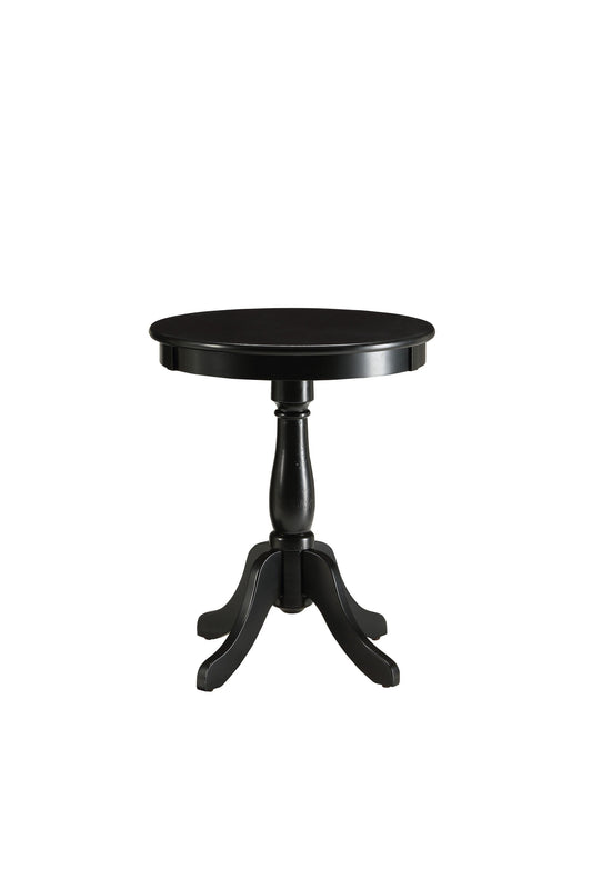 HomeRoots 22" Round Pedestal Wooden Side Table in Matte Black Finish