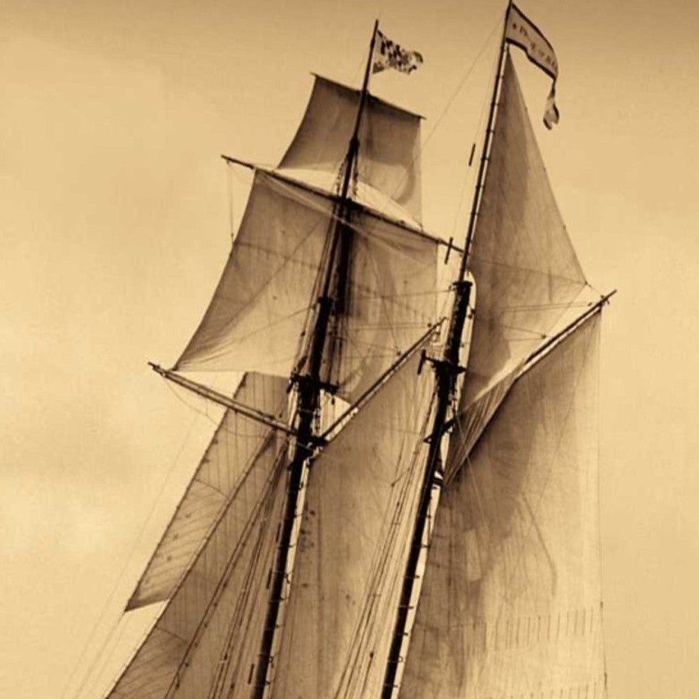 HomeRoots 22" Sailing the Dramatic Seas Sepia Tone Giclee Wrap Canvas Wall Art