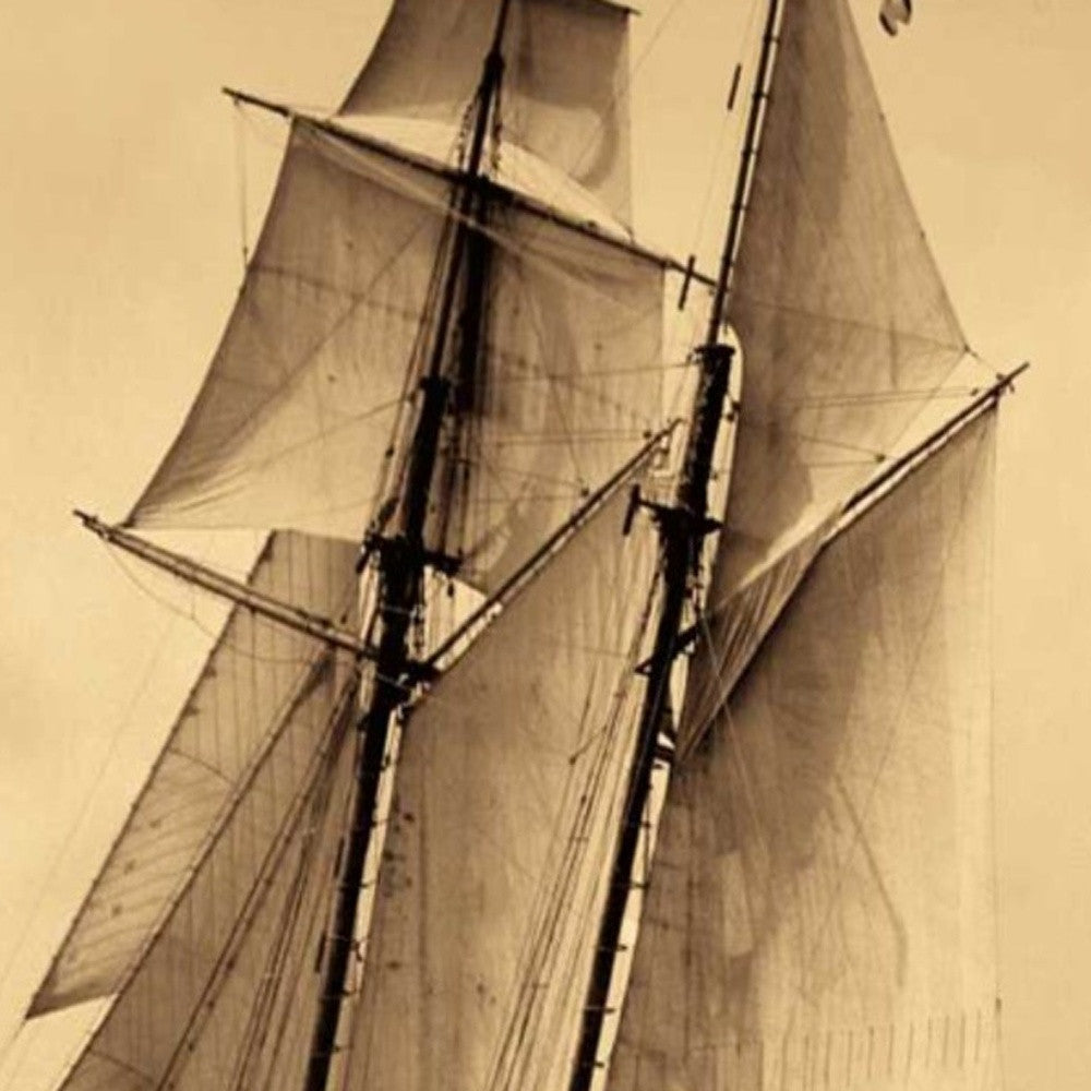 HomeRoots 22" Sailing the Dramatic Seas Sepia Tone Giclee Wrap Canvas Wall Art
