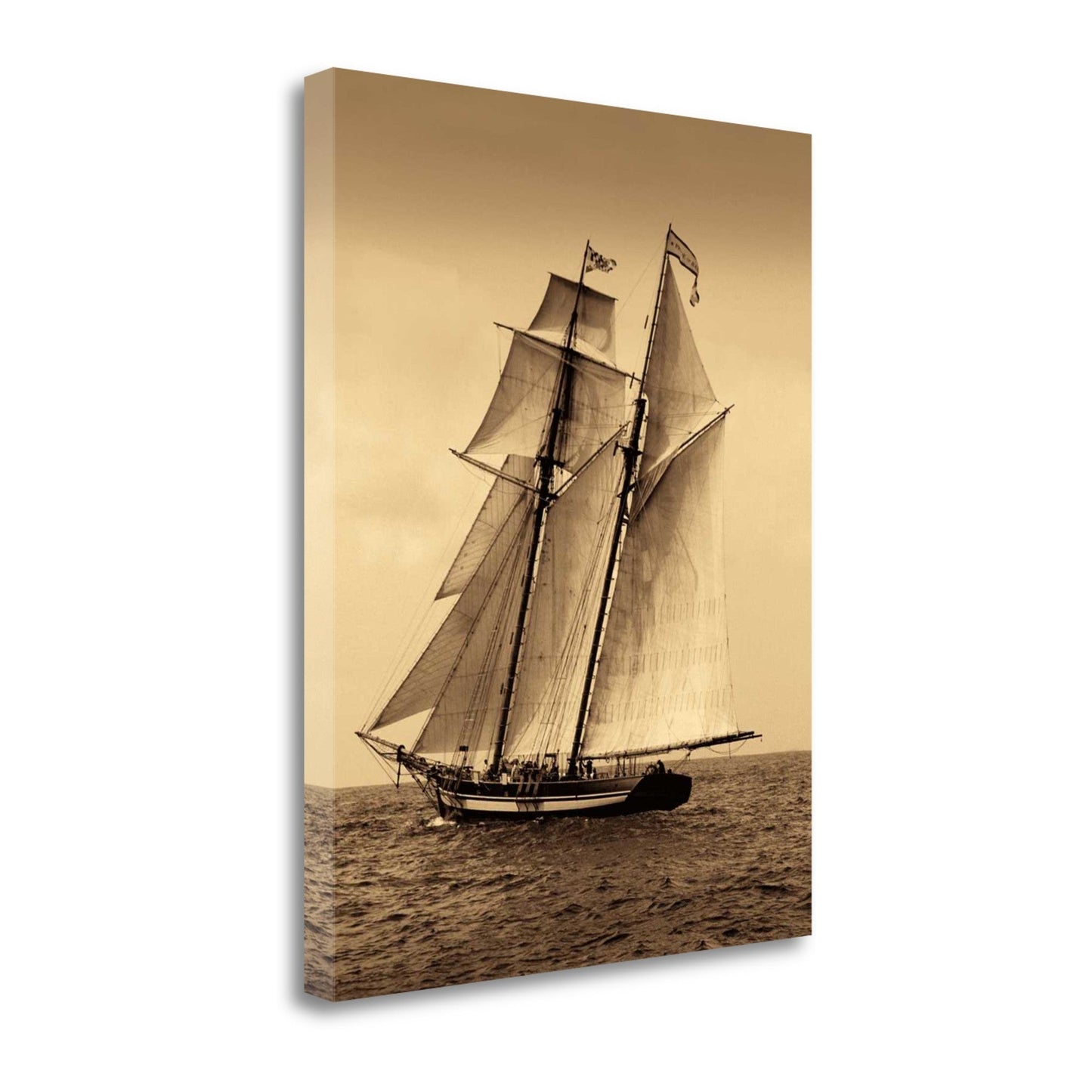 HomeRoots 22" Sailing the Dramatic Seas Sepia Tone Giclee Wrap Canvas Wall Art