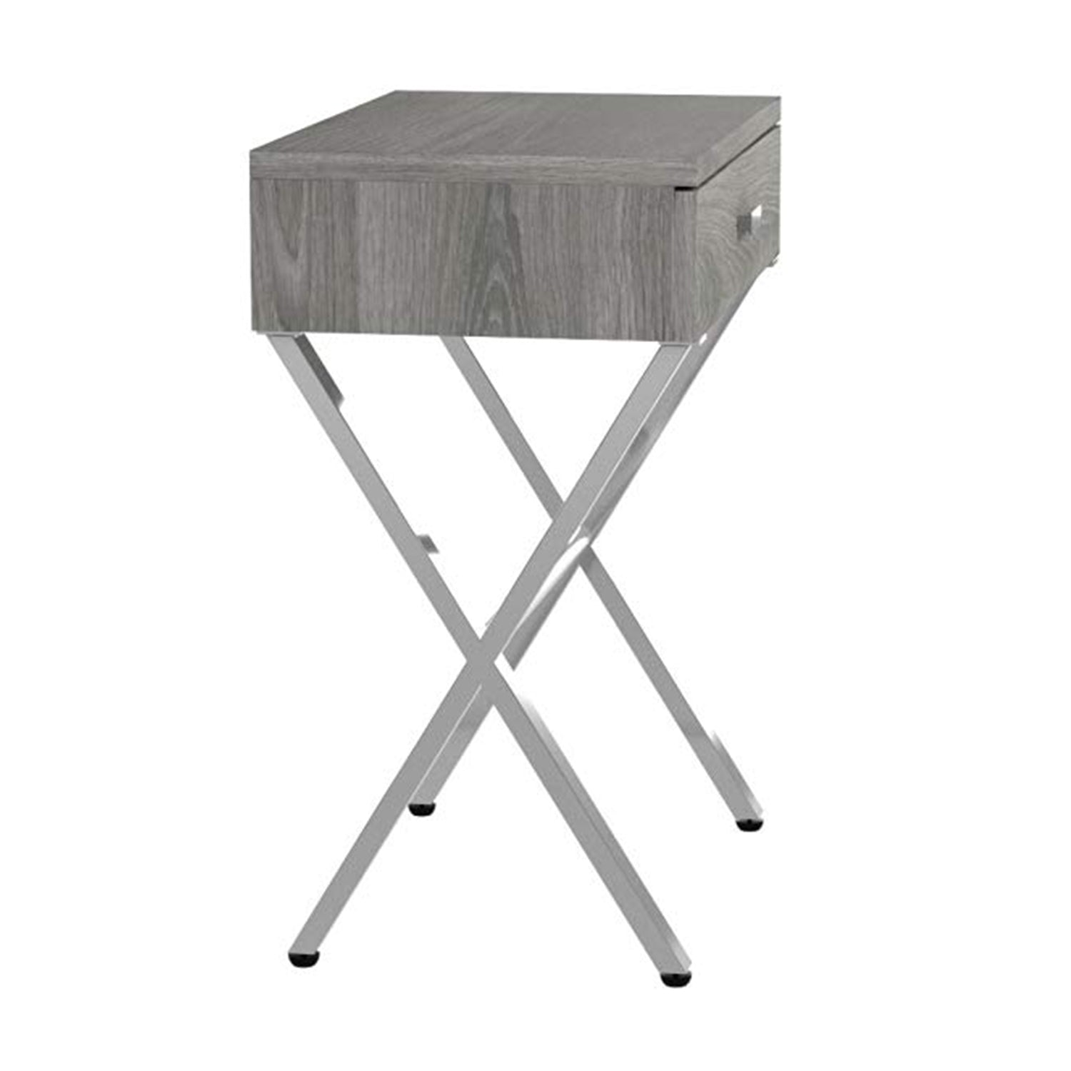 HomeRoots 22" Silver And Deep Taupe End Table With Drawer