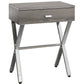 HomeRoots 22" Silver And Deep Taupe End Table With Drawer