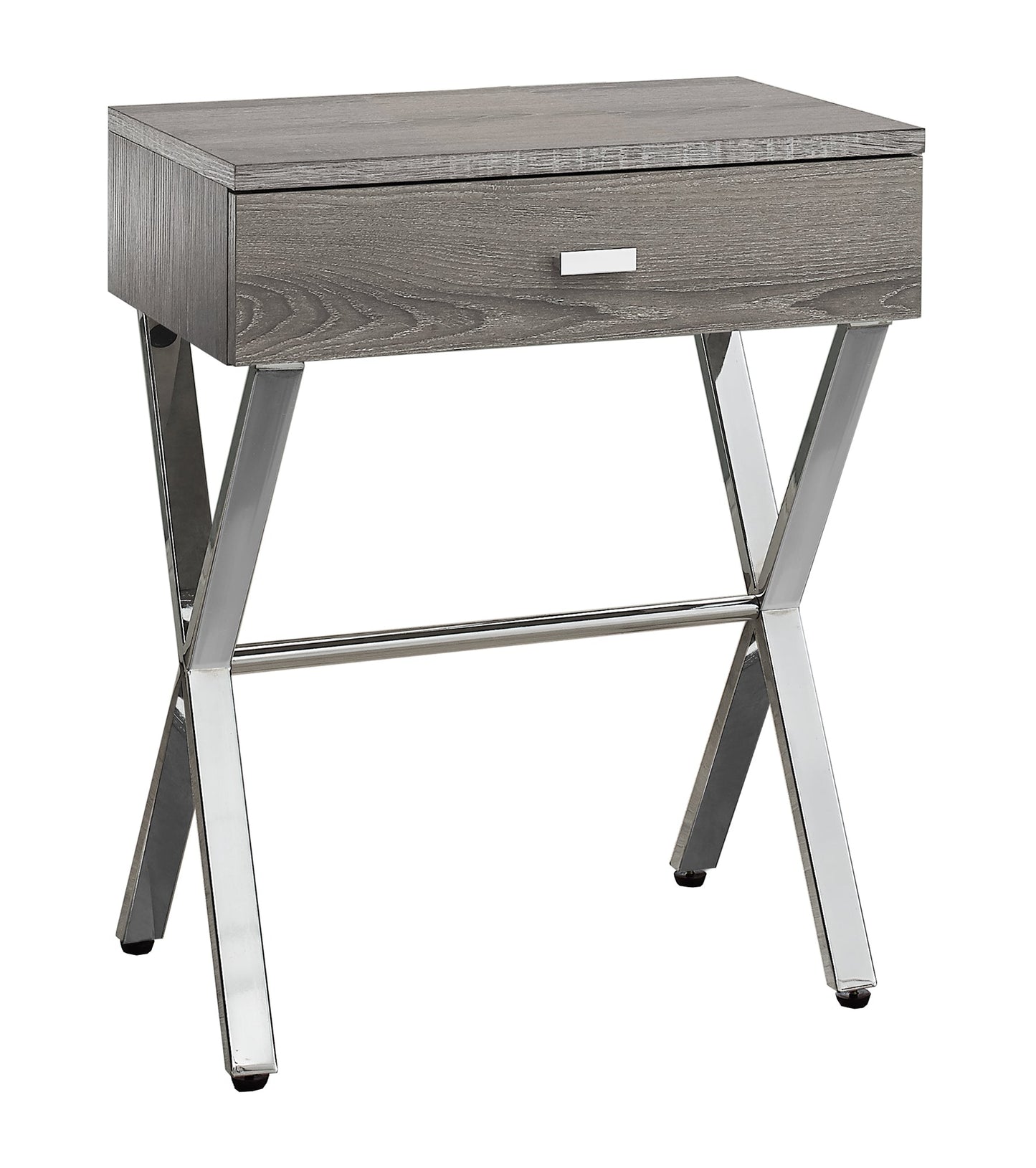 HomeRoots 22" Silver And Deep Taupe End Table With Drawer