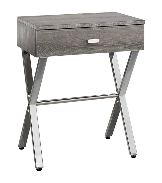 HomeRoots 22" Silver And Deep Taupe End Table With Drawer