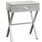 HomeRoots 22" Silver And Gray End Table With Drawer