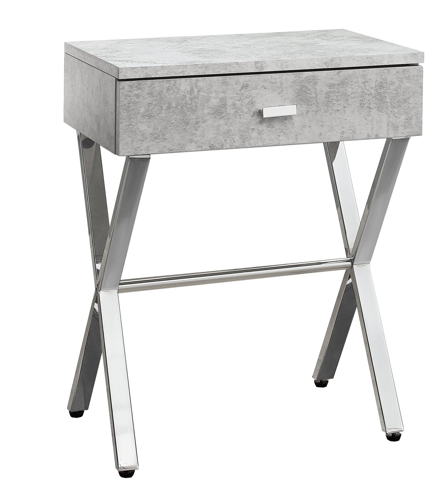 HomeRoots 22" Silver And Gray End Table With Drawer