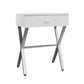 HomeRoots 22" Silver And White End Table With Drawer
