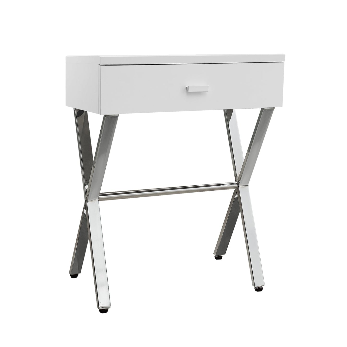 HomeRoots 22" Silver And White End Table With Drawer