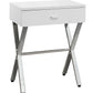 HomeRoots 22" Silver And White End Table With Drawer