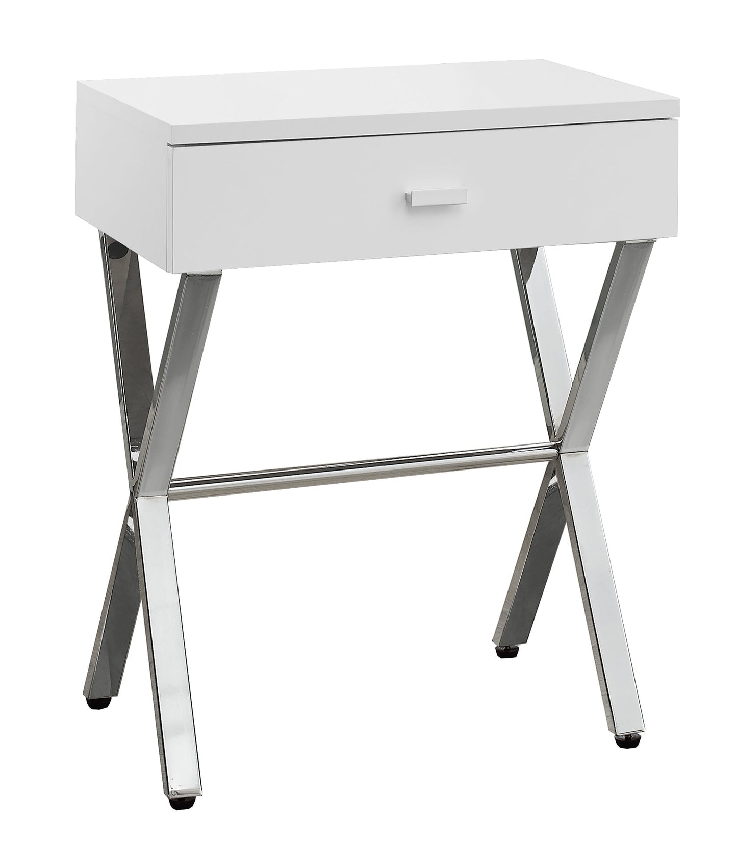 HomeRoots 22" Silver And White End Table With Drawer