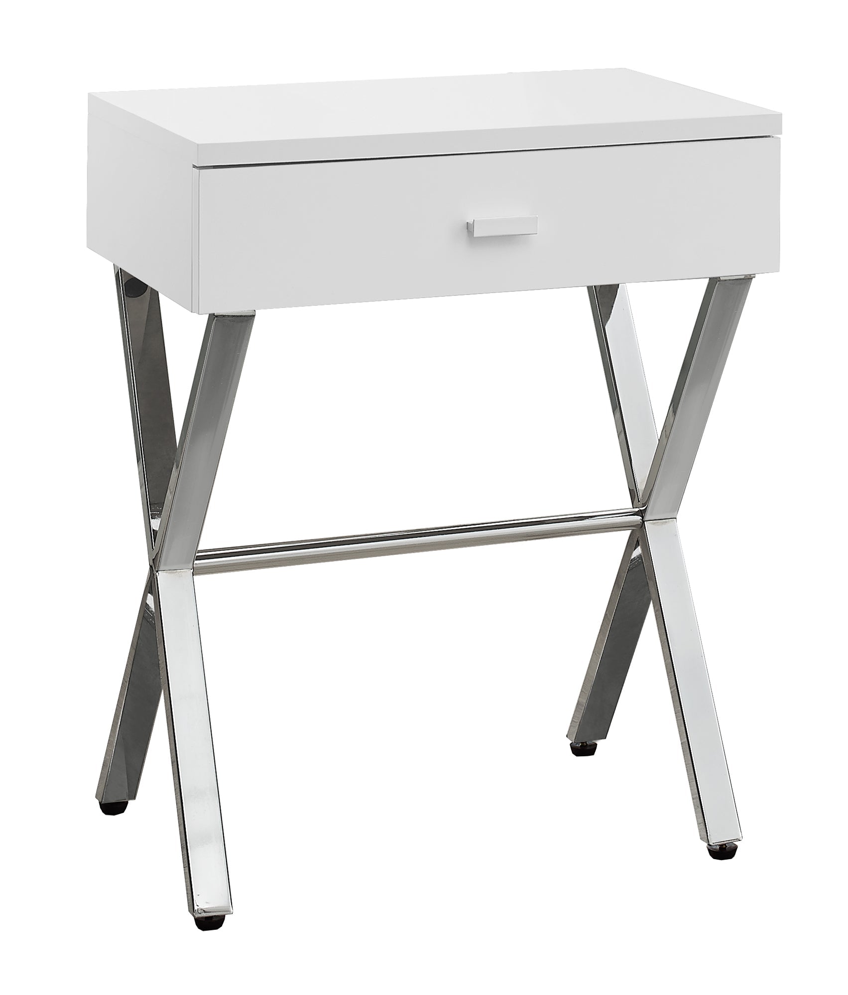 HomeRoots 22" Silver And White End Table With Drawer