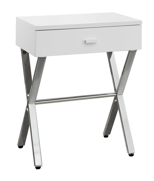 HomeRoots 22" Silver And White End Table With Drawer