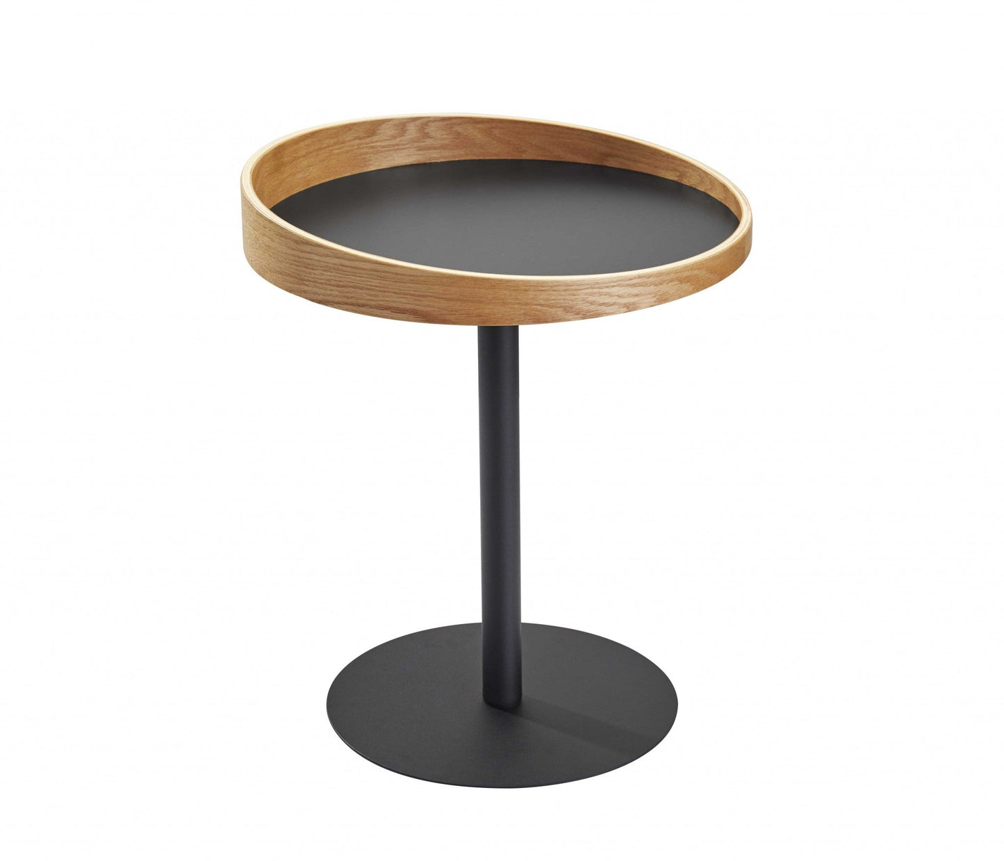 HomeRoots 22" Solid Wood Round End Table in Matte Black Finish