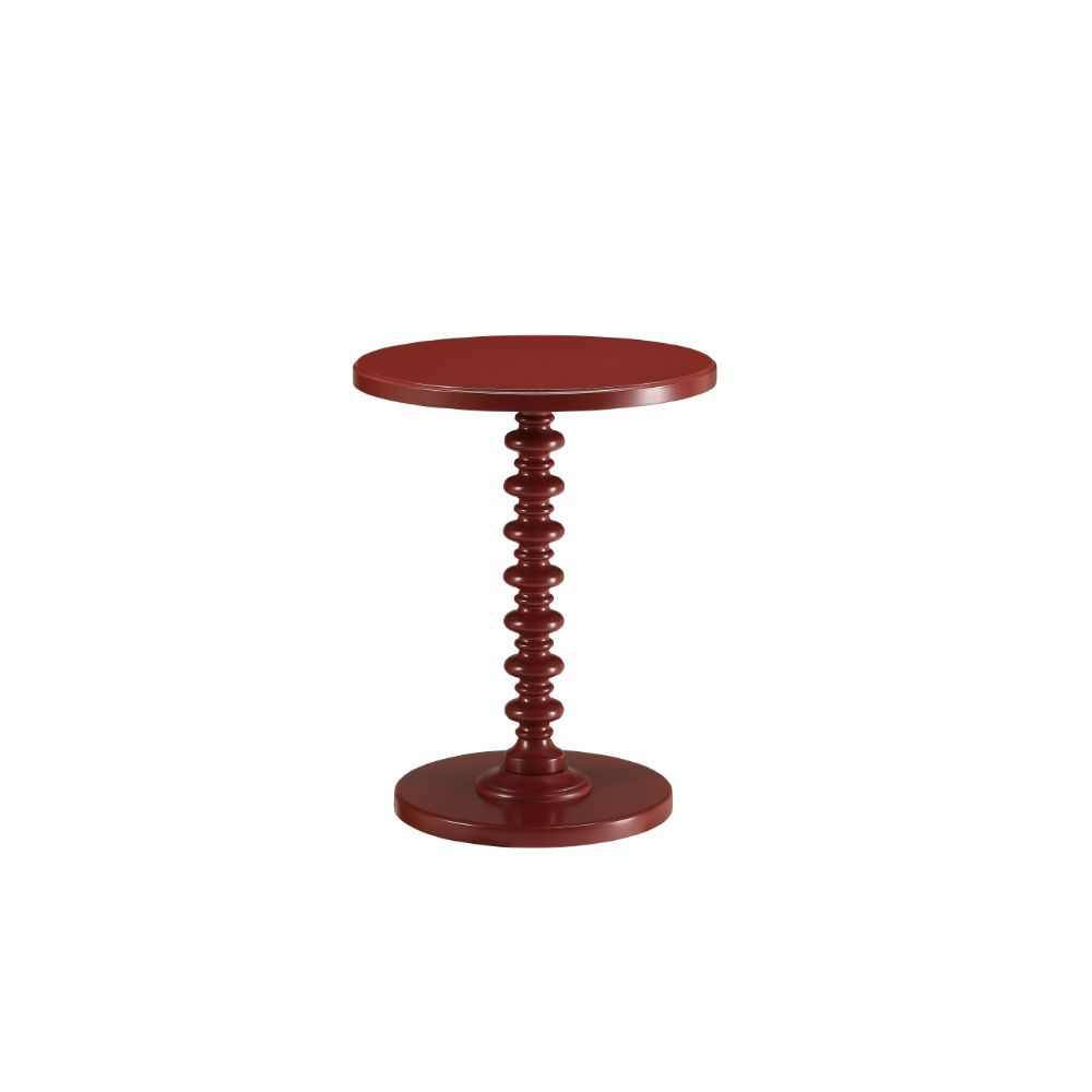 HomeRoots 22" Solid Wood Round End Table in Red Finish