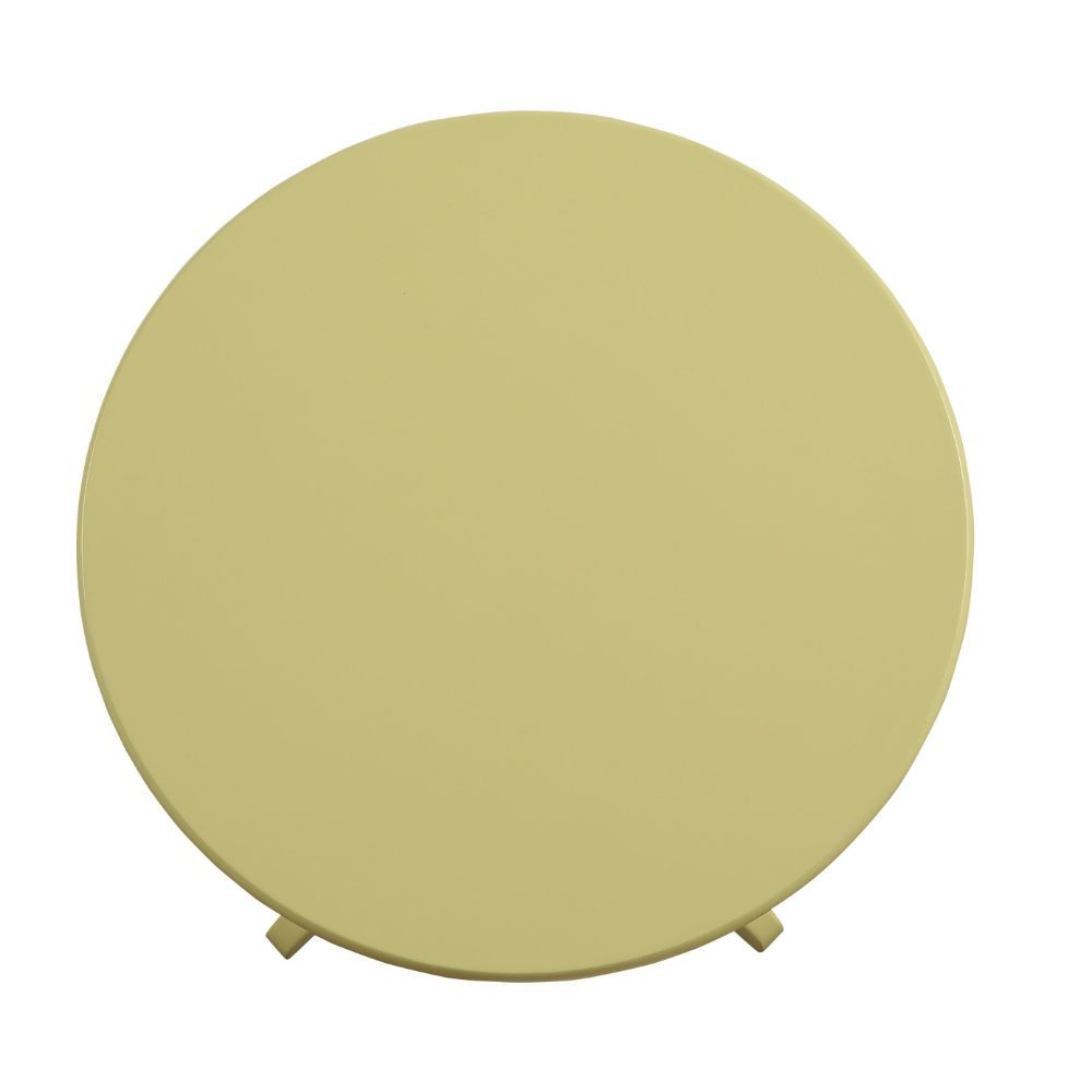 HomeRoots 22" Solid Wooden Pedestal Side Table in Light Yellow Finish