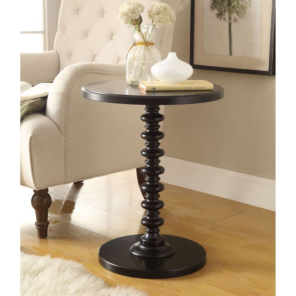 HomeRoots 22" Solid Wooden Stylish Accent Side Table in Black Finish