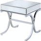 HomeRoots 22" Stainless And Clear Glass Mirrored End Table