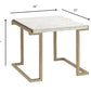 HomeRoots 22" Stainless Mirrored End Table With White Faux Marble Top