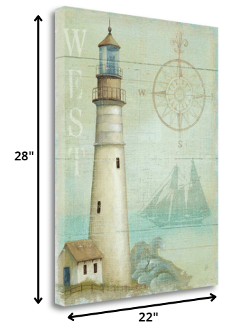 HomeRoots 22" The Lighthouse by the West Coast Giclee Wrap Canvas Wall Art