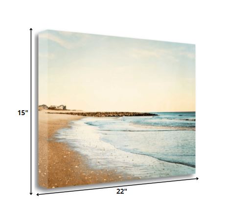 HomeRoots 22" Turquoise Backwash Beautiful Coastal Beach Giclee Wrap Canvas Wall Art