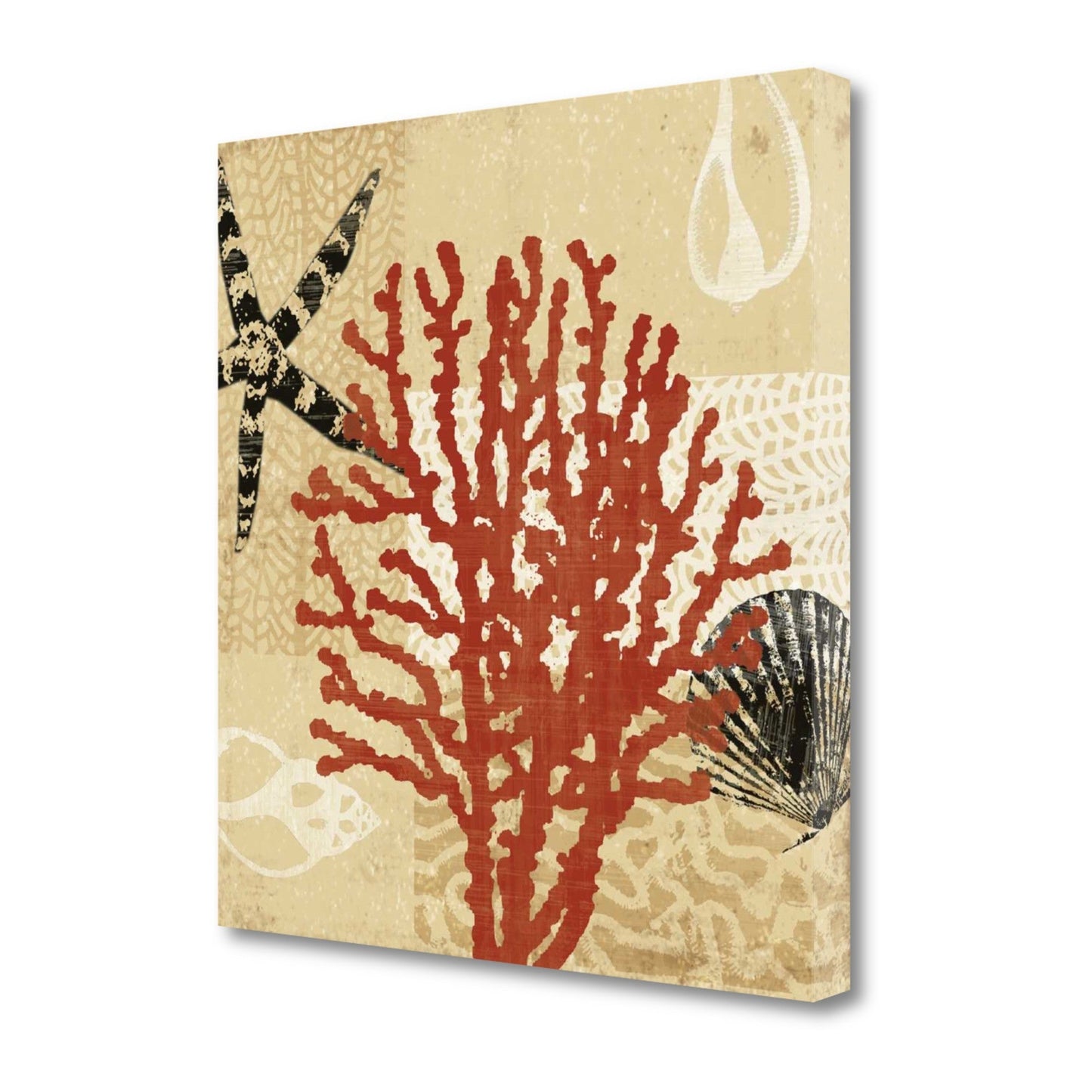 HomeRoots 22" Underwater Coral with Seashells and Starfish Giclee Wrap Canvas Wall Art