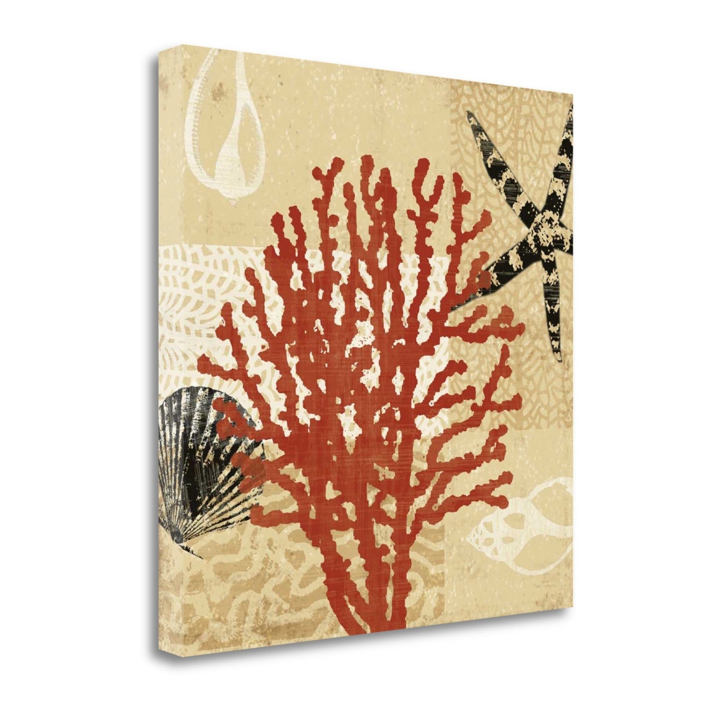 HomeRoots 22" Underwater Coral with Seashells and Starfish Giclee Wrap Canvas Wall Art