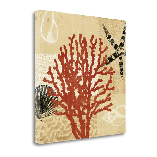 HomeRoots 22" Underwater Coral with Seashells and Starfish Giclee Wrap Canvas Wall Art