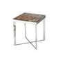 HomeRoots 22" Wood and Steel End Table With Glass Top Finish