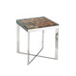 HomeRoots 22" Wood and Steel End Table With Glass Top Finish