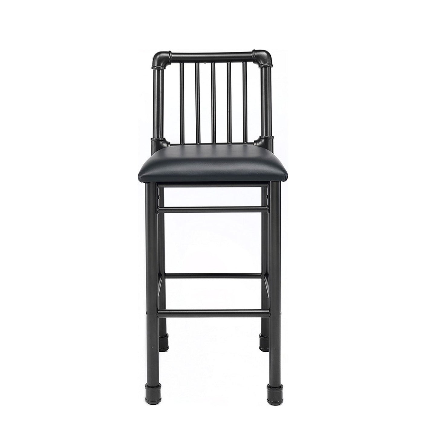 HomeRoots 22" x 18" x 42" Black And Black Bar Chair in Set of Two