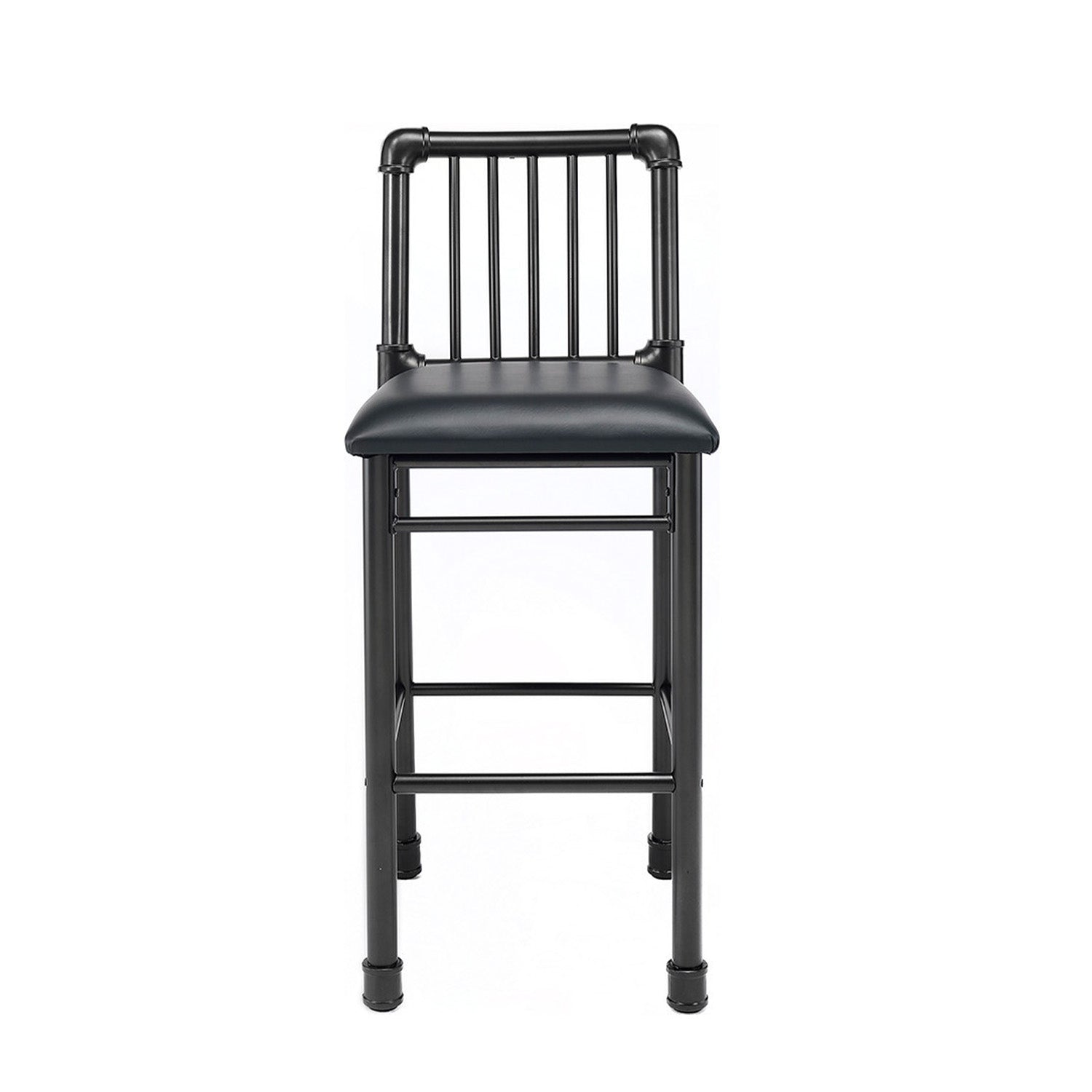 HomeRoots 22" x 18" x 42" Black And Black Bar Chair in Set of Two