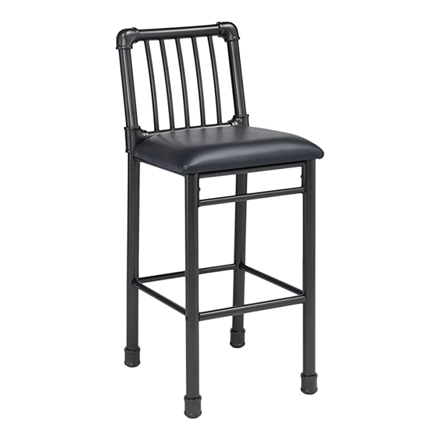 HomeRoots 22" x 18" x 42" Black And Black Bar Chair in Set of Two