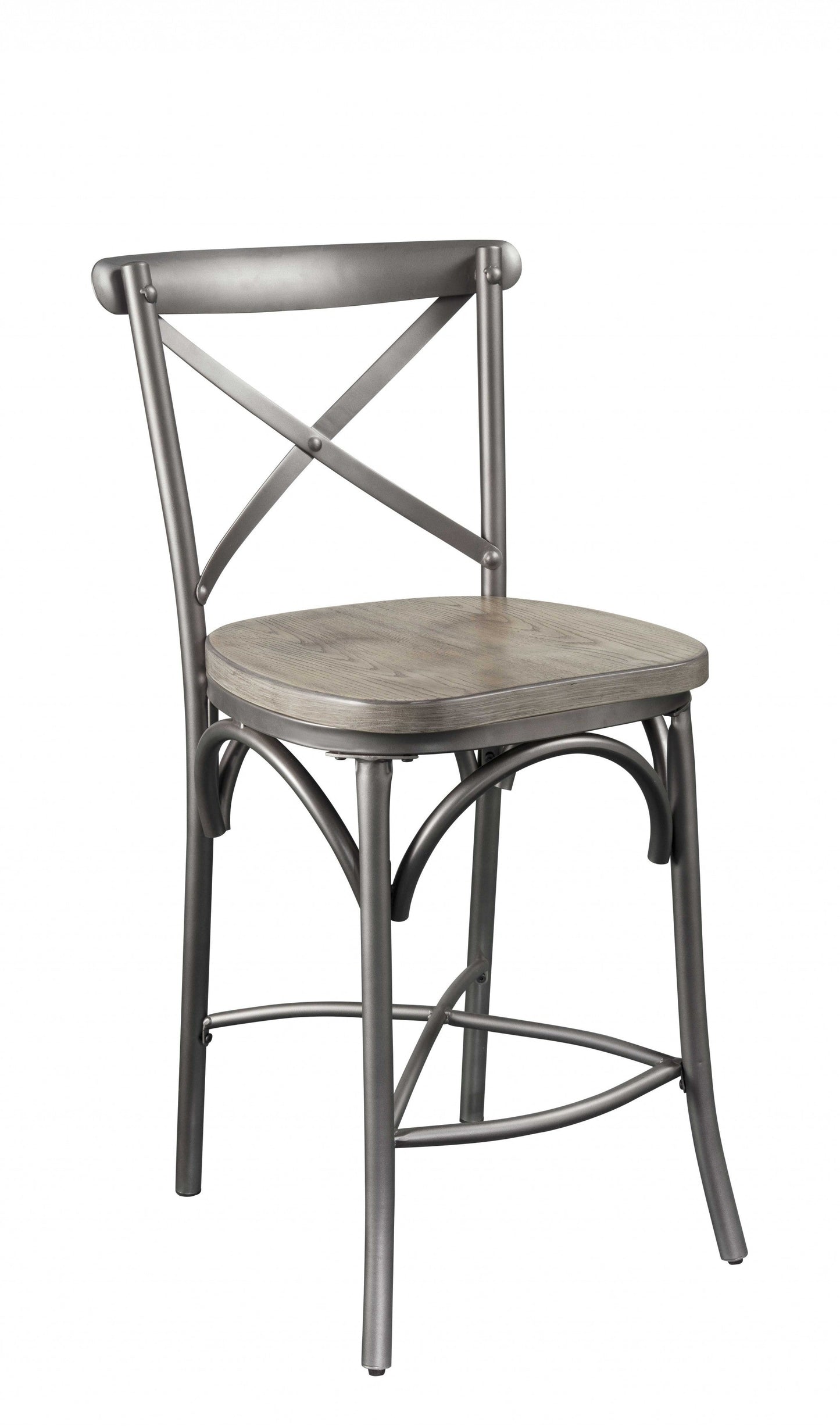 HomeRoots 22" x 20" x 40" Gray Oak And Sandy Gray Counter Height Chair in Set of Two