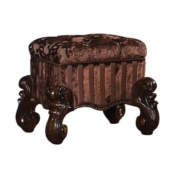 HomeRoots 22' x 22' x 19' Cherry Oak Fabric Vanity Stool