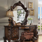 HomeRoots 22' x 22' x 19' Cherry Oak Fabric Vanity Stool