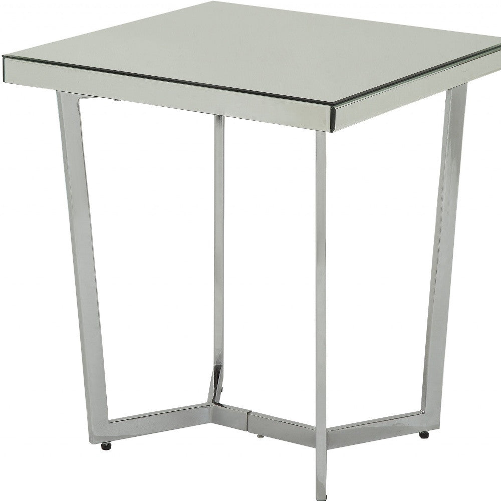 HomeRoots 22" x 22" x 24" Mirrored And Chrome End Table