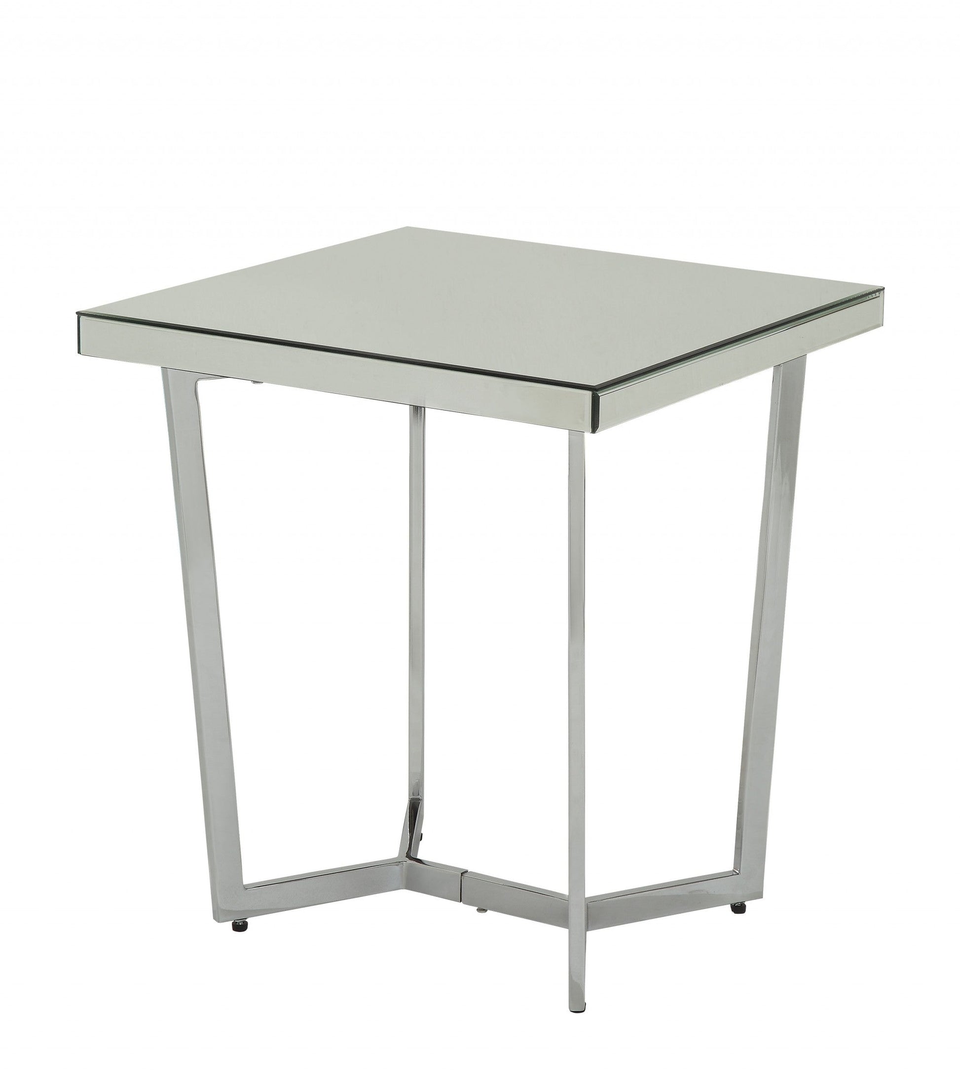 HomeRoots 22" x 22" x 24" Mirrored And Chrome End Table