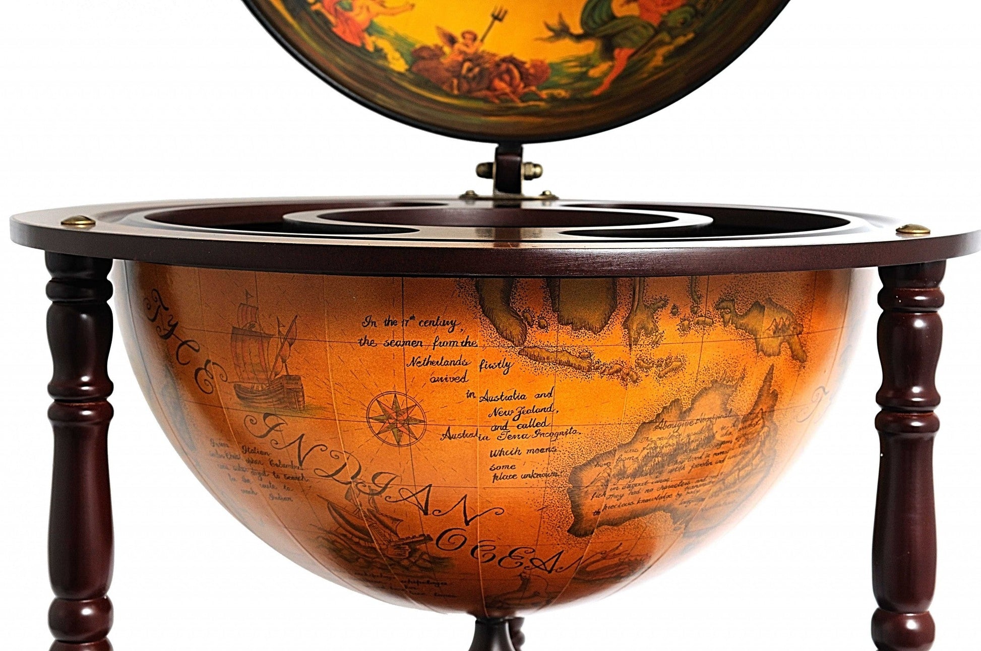 HomeRoots 22" x 22" x 37" Globe Drink Cabinet