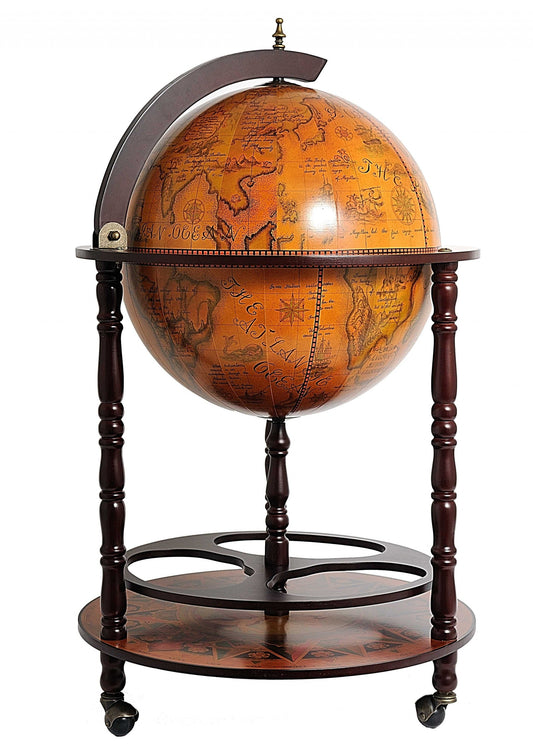 HomeRoots 22" x 22" x 37" Globe Drink Cabinet