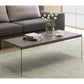 HomeRoots 22" x 44" x 16" Dark Taupe Tempered Glass Coffee Table