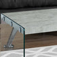 HomeRoots 22" x 44" x 16" Grey Cement Tempered Glass Coffee Table