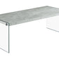 HomeRoots 22" x 44" x 16" Grey Cement Tempered Glass Coffee Table
