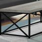 HomeRoots 22" x 44" x 17" Grey Black Particle Board Metal Coffee Table