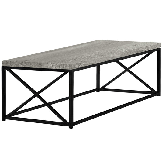 HomeRoots 22" x 44" x 17" Grey Black Particle Board Metal Coffee Table