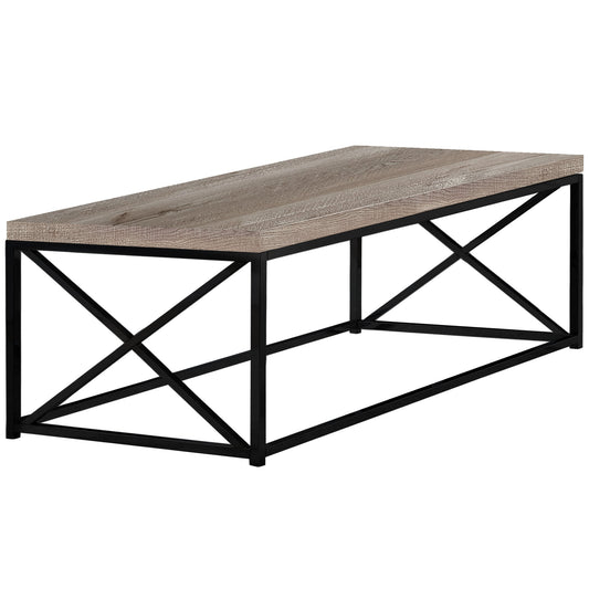 HomeRoots 22" x 44" x 17" Taupe Black Particle Board Metal Coffee Table